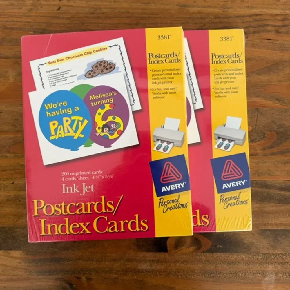 2 Avery Ink Jet Postcards - Index Cards - 200 per Package - 2 packages #3381